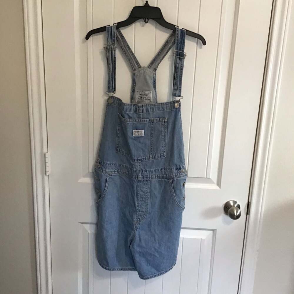 Levi's Womens Vintage Style Denim Shortalls Large Retro 90s Carpenter - Picture 2 of 13